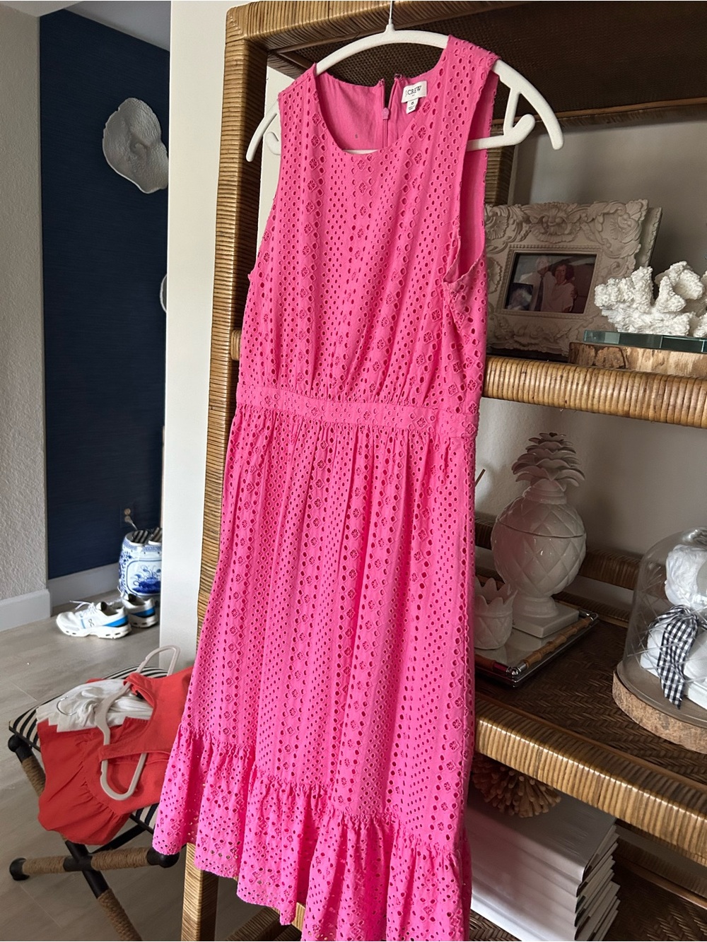 J. Crew Bright Pink Eyelet Sleeveless Dress - Picture 2 of 5